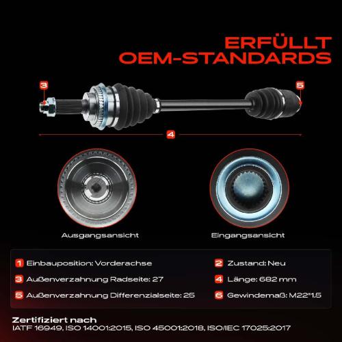 1x Antriebswelle Vorderachse für Subaru Legacy 3 BE Forester SF Impreza GFC 1997-1999 Bild 1x Antriebswelle Vorderachse für Subaru Legacy 3 BE Forester SF Impreza GFC 1997-1999