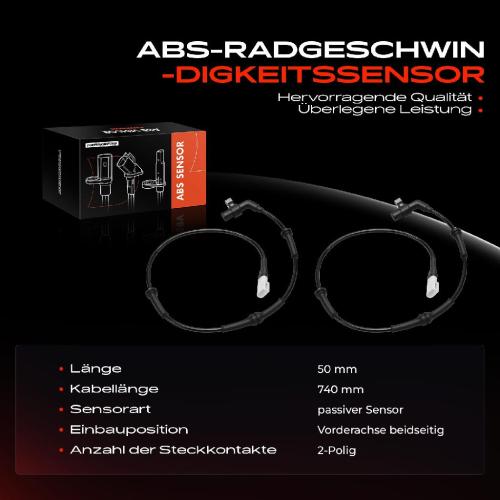 Frankberg 2x ABS Sensor Vorderachse beidseitig für Ford Escort Klasseic Turnier VI Cabriolet Express Stufenheck VII Bild Frankberg 2x ABS Sensor Vorderachse beidseitig für Ford Escort Klasseic Turnier VI Cabriolet Express Stufenheck VII