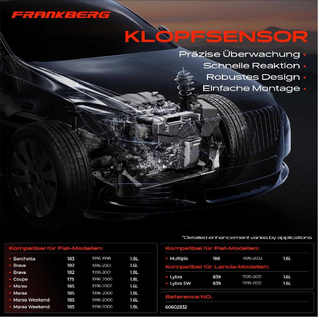 1x Klopfsensor Klopfgeber für Fiat Barchetta Brava Marea Multipla Lancia Lybra 1.6L 1.8L