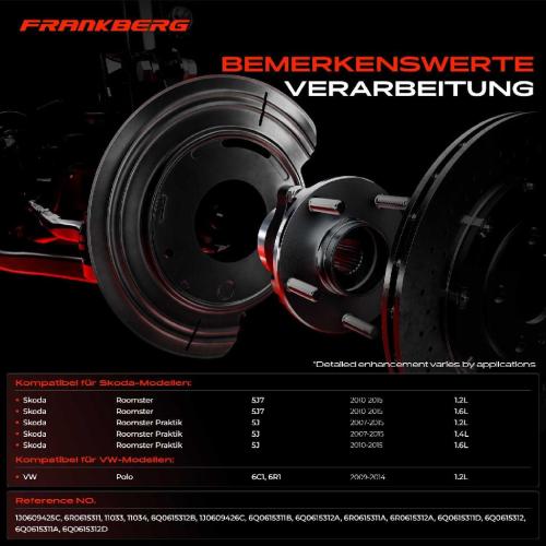 Frankberg 4x Ankerblech Bremsscheibe Vorne und Hinten für VW Polo 6C1 6R1 Skoda Roomster 5J Bild Frankberg 4x Ankerblech Bremsscheibe Vorne und Hinten für VW Polo 6C1 6R1 Skoda Roomster 5J