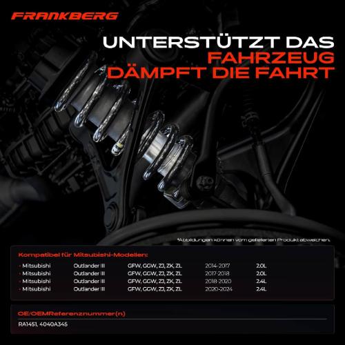 Frankberg 2x Fahrwerksfeder Vorderachse für Mitsubishi Outlander III GFW GGW ZJ ZK ZL Bj ab 2014 Bild Frankberg 2x Fahrwerksfeder Vorderachse für Mitsubishi Outlander III GFW GGW ZJ ZK ZL Bj ab 2014