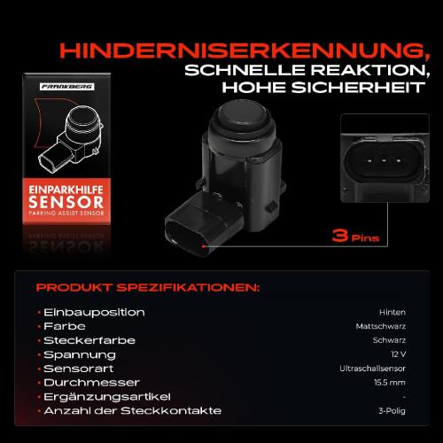 Frankberg 1x Parksensor PDC Sensor Hinten für VW Golf 4 1J1 1J5 Bora 1J2 Skoda Fabia Bild Frankberg 1x Parksensor PDC Sensor Hinten für VW Golf 4 1J1 1J5 Bora 1J2 Skoda Fabia