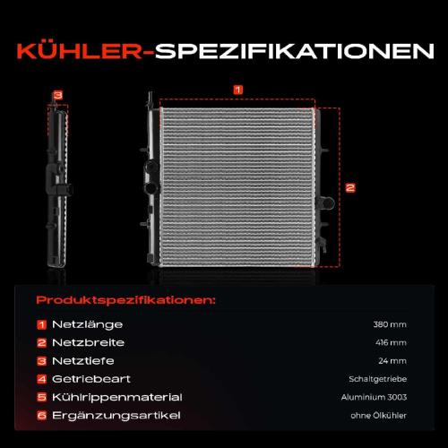 1x Kühler Wasserkühler Motorkühler für Peugeot 206 SW Van Schrägheck 2A/C 2E/K 2D Bild 1x Kühler Wasserkühler Motorkühler für Peugeot 206 SW Van Schrägheck 2A/C 2E/K 2D