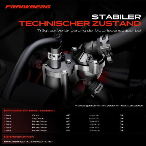 Frankberg 1x Thermostat Kühlmittel für Smart Cabrio City-Coupe Fortwo Cabrio 450 451 0.8L Bild Frankberg 1x Thermostat Kühlmittel für Smart Cabrio City-Coupe Fortwo Cabrio 450 451 0.8L