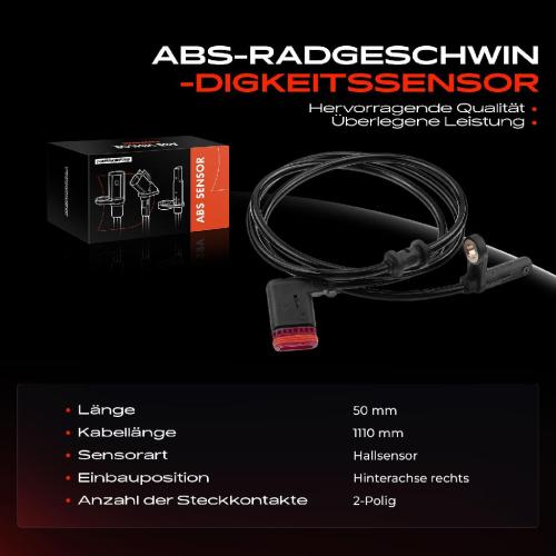1x ABS Sensor Hinterachse rechts für Mercedes-Benz SLC R172 SLK 1.6L 2.0L 2.1L 3.0L 1.8L 3.5L Bj ab 2011 Bild 1x ABS Sensor Hinterachse rechts für Mercedes-Benz SLC R172 SLK 1.6L 2.0L 2.1L 3.0L 1.8L 3.5L Bj ab 2011