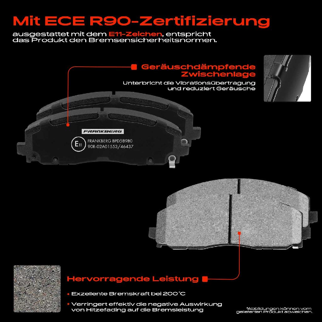 4x Bremsbeläge Vorderachse für Chrysler Grand Voyager V Dodge Caravan Fiat Freemont Lancia MPV VW Routan