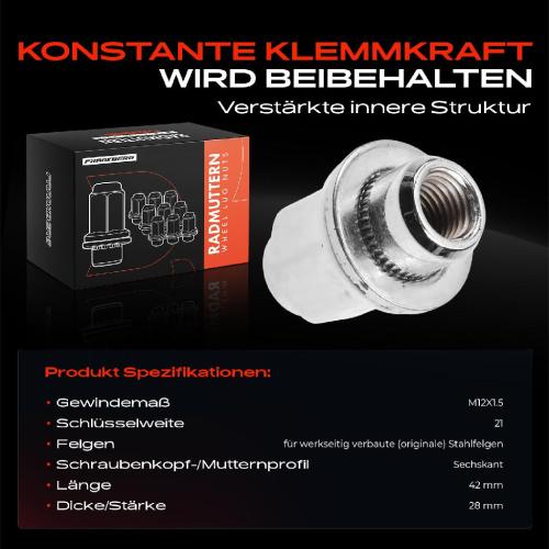 20x Radmutter für Citroën C4 Mitsubishi Peugeot Toyota Hyundai Lexus KIA Lancer Bild 20x Radmutter für Citroën C4 Mitsubishi Peugeot Toyota Hyundai Lexus KIA Lancer