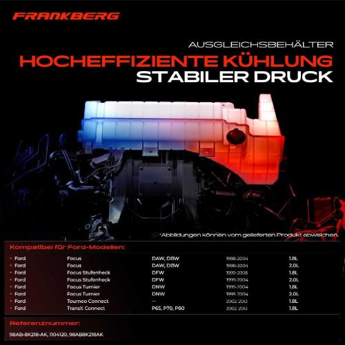 Frankberg 1x Ausgleichsbehälter Kühlmittelbehälter für Ford Focus 1998-2004 Transit Tourneo Bild Frankberg 1x Ausgleichsbehälter Kühlmittelbehälter für Ford Focus 1998-2004 Transit Tourneo