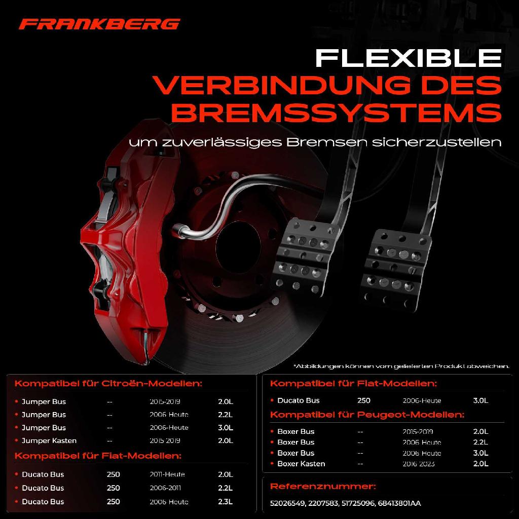 2x Bremsschlauch Bremsschläuche Hinterachse Links oder Rechts für Citroën Jumper Fiat Ducato Peugeot