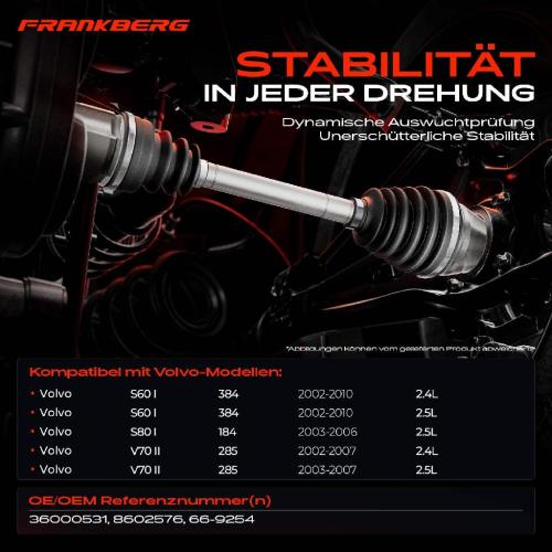 1x Antriebswelle Vorderachse Rechts für Volvo S60 I S80 I V70 II 2.4L 2.5L 2002-2010 Bild 1x Antriebswelle Vorderachse Rechts für Volvo S60 I S80 I V70 II 2.4L 2.5L 2002-2010