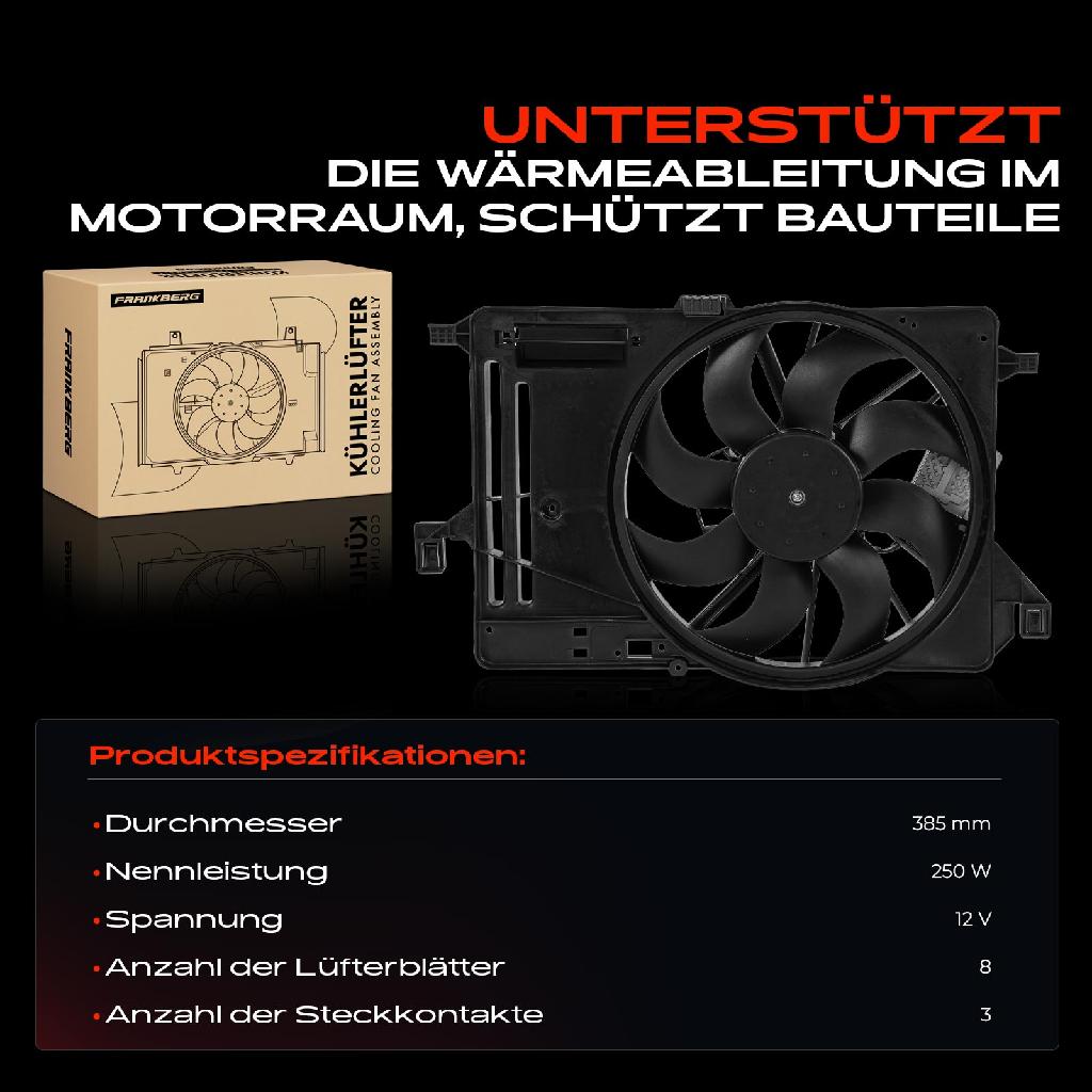 1x Motorkühller Einfachlüfter mit Kühlerlüfterrahmen Ford C-Max II Focus III Grand C-Max 1.5L