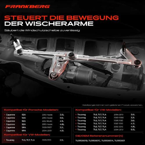 Frankberg 1x Wischergestänge Vorne für VW Touareg Porsche Cayenne Bild Frankberg 1x Wischergestänge Vorne für VW Touareg Porsche Cayenne