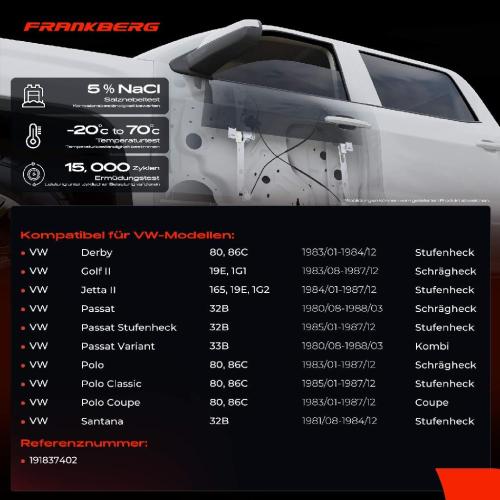 Frankberg 1x Fensterheber Vorne Rechts für VW Golf II Jetta 2 Polo Passat Bild Frankberg 1x Fensterheber Vorne Rechts für VW Golf II Jetta 2 Polo Passat