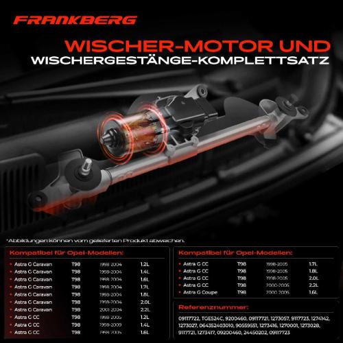Frankberg 1x Wischerarm Scheibenwischer Vorne für Opel Astra G Caravan CC Kasten/Kombi Bild Frankberg 1x Wischerarm Scheibenwischer Vorne für Opel Astra G Caravan CC Kasten/Kombi