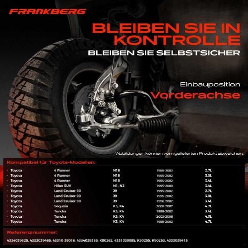 Frankberg 4x Traggelenk Vorderachse für Toyota 4 Runner Hilux SUV Land Cruiser 90 Sequoia Tundra Pick-up Bild Frankberg 4x Traggelenk Vorderachse für Toyota 4 Runner Hilux SUV Land Cruiser 90 Sequoia Tundra Pick-up