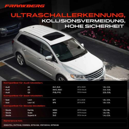 Frankberg 1x Parksensor PDC Sensor Vorne und Hinten für Audi A3 A4 A5 A6 Q2 TT Skoda Seat Bild Frankberg 1x Parksensor PDC Sensor Vorne und Hinten für Audi A3 A4 A5 A6 Q2 TT Skoda Seat