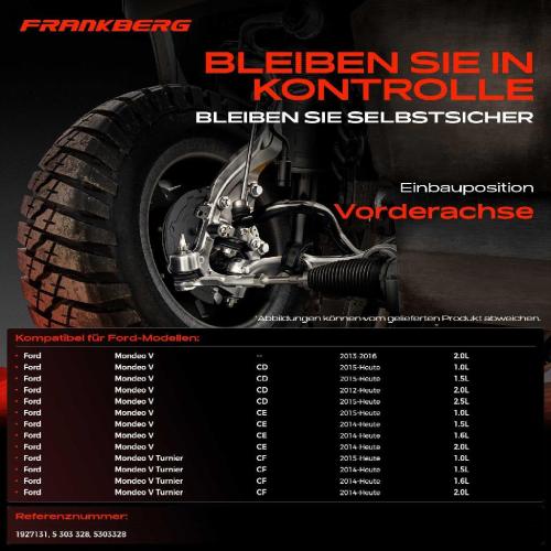 Frankberg 1x Querlenker Vorderachse für Ford Mondeo V Schrägheck Stufenheck Turnier 1.5L 1.6L 2.0L 2.5L Bj ab 2012 Bild Frankberg 1x Querlenker Vorderachse für Ford Mondeo V Schrägheck Stufenheck Turnier 1.5L 1.6L 2.0L 2.5L Bj ab 2012