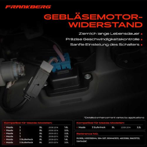 1x Widerstand Vorwiderstand Gebläsemotor für Mazda 3 Stufenheck BL 2008-2014 Bild 1x Widerstand Vorwiderstand Gebläsemotor für Mazda 3 Stufenheck BL 2008-2014