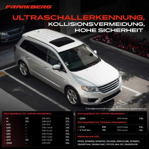 Frankberg 4x Parksensor PDC Sensor Vorne und Hinten für Infiniti Q50 Q70 QX60 Nissan X-Trail Bild Frankberg 4x Parksensor PDC Sensor Vorne und Hinten für Infiniti Q50 Q70 QX60 Nissan X-Trail