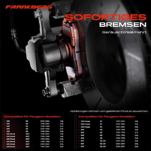 4x Bremsbeläge Hinterachse für Peugeot 406 Break Coupe 605 607 8B 8E/F 8C 1989-2004 Bild 4x Bremsbeläge Hinterachse für Peugeot 406 Break Coupe 605 607 8B 8E/F 8C 1989-2004