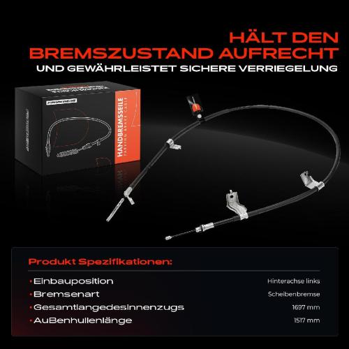 1x Seilzug Feststellbremse Hinterachse links für Nissan X-Trail T31 2007-2013 2.0L Bild 1x Seilzug Feststellbremse Hinterachse links für Nissan X-Trail T31 2007-2013 2.0L