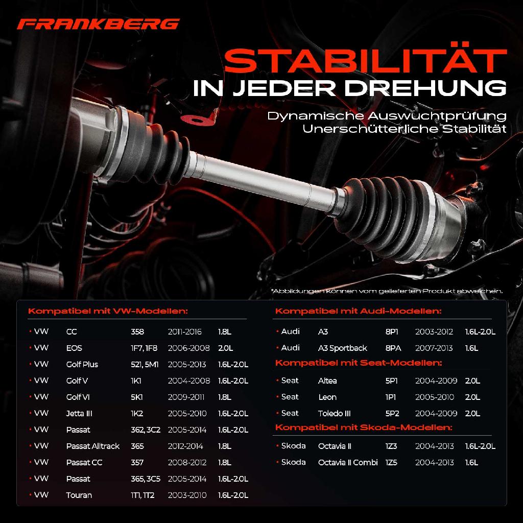 1x Antriebswelle Vorderachse Links für Audi A3 8P VW Golf 5 1K 6 5K Passat 365 3C5 Touran 1T Jetta