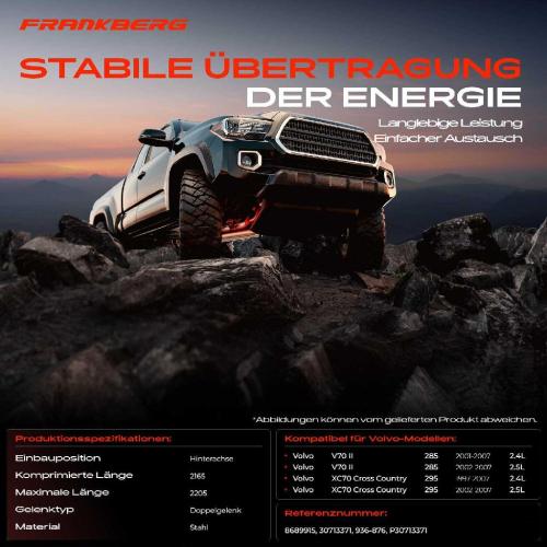 Frankberg 1x Kardanwelle Gelenkwelle Hinterachse für Volvo V70 II XC70 Cross Country 2.4L 2.5L 1997-2007 Bild Frankberg 1x Kardanwelle Gelenkwelle Hinterachse für Volvo V70 II XC70 Cross Country 2.4L 2.5L 1997-2007