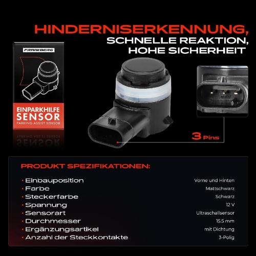 Frankberg 1x Parksensor PDC Sensor Vorne und Hinten für VW Golf 7 Passat Audi A3 A4 Mercedes-Benz Bild Frankberg 1x Parksensor PDC Sensor Vorne und Hinten für VW Golf 7 Passat Audi A3 A4 Mercedes-Benz