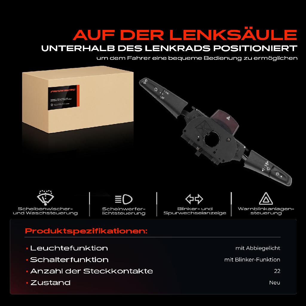 1x Kombischalter Lenkstockschalter für VW Transporter IV LT 28-46 II Mercedes-Benz W638 B904 B903