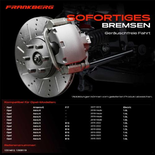 Frankberg 2x Bremsscheiben Hinterachse für Opel Ampera-E Astra K Kasten/Kombi Kasten/Schrägheck Sports Tourer Bild Frankberg 2x Bremsscheiben Hinterachse für Opel Ampera-E Astra K Kasten/Kombi Kasten/Schrägheck Sports Tourer