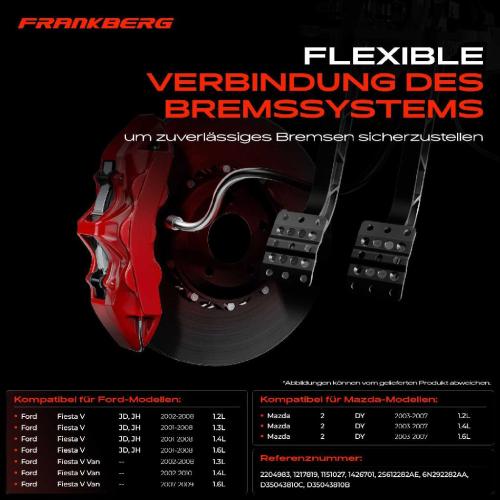 2x Bremsschlauch Bremsschläuche Hinterachse Links oder Rechts für Ford Fiesta V JD Mazda 2 Bild 2x Bremsschlauch Bremsschläuche Hinterachse Links oder Rechts für Ford Fiesta V JD Mazda 2