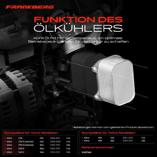 Frankberg 1x Ölkühler Motoröl für Volvo C30 533 06-12 2.4L C70 II S40 II V50 2004-2012 2.4L 2.5L Bild Frankberg 1x Ölkühler Motoröl für Volvo C30 533 06-12 2.4L C70 II S40 II V50 2004-2012 2.4L 2.5L