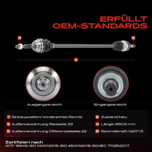 1x Antriebswelle Vorderachse Rechts für Opel Astra G CC F08 F48 Zafira A Bild 1x Antriebswelle Vorderachse Rechts für Opel Astra G CC F08 F48 Zafira A