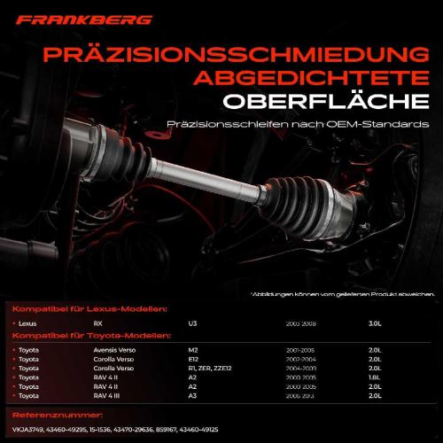 1x Antriebswelle Gelenksatz Vorderachse für Toyota RAV 4 Corolla E12 Avensis Lexus RX U3 Bild 1x Antriebswelle Gelenksatz Vorderachse für Toyota RAV 4 Corolla E12 Avensis Lexus RX U3