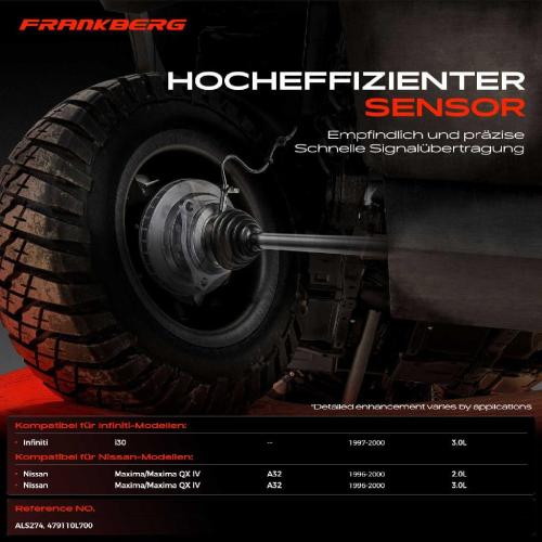 Frankberg 1x ABS Sensor Vorderachse links für Infiniti i30 Nissan Maxima/Maxima QX IV 3.0L 2.0L 1996-2000 Bild Frankberg 1x ABS Sensor Vorderachse links für Infiniti i30 Nissan Maxima/Maxima QX IV 3.0L 2.0L 1996-2000