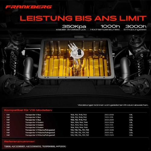 Frankberg 1x Kraftstoffpumpe für VW Transporter V Bus Kasten Pritsche/Fahrgestell 1.9L 2.0L 2.5L 2003-2015 Bild Frankberg 1x Kraftstoffpumpe für VW Transporter V Bus Kasten Pritsche/Fahrgestell 1.9L 2.0L 2.5L 2003-2015