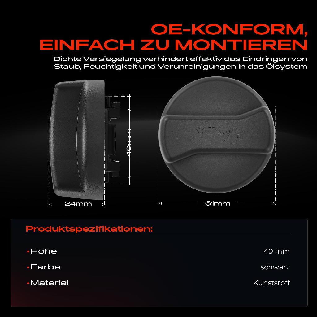 1x Ölverschlusskappe Öldeckel Ölkappe für VW Golf 3 4 Audi A4 A6 Skoda Fabia 1 2
