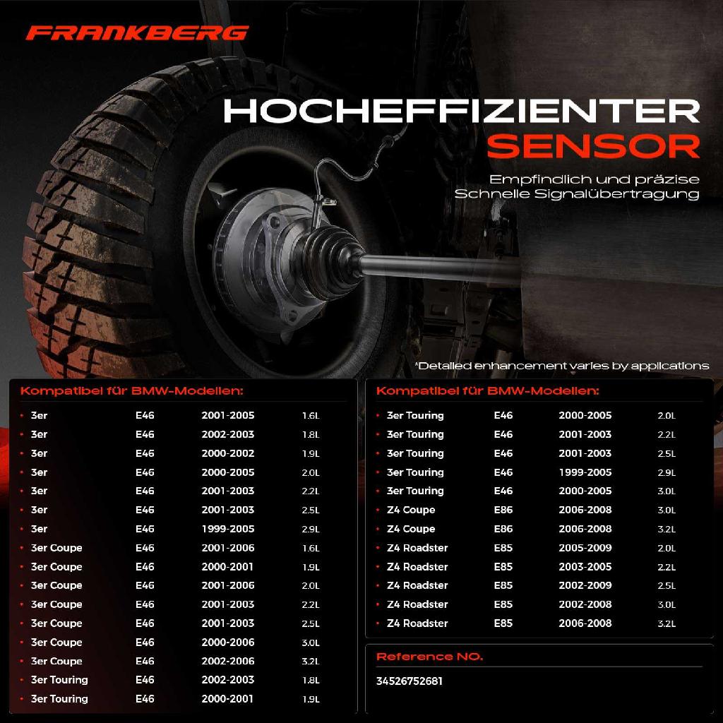 1x ABS Sensor Vorderachse links für BMW 3er Cabriolet Compact Coupe Touring E46 Z4 Coupe Roadster E86 E85