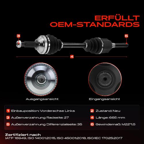 Frankberg 1x Antriebswelle Vorderachse Links für Ford Cougar EC Mondeo I GBP Mondeo II Turnier Stufenheck BAP Bild Frankberg 1x Antriebswelle Vorderachse Links für Ford Cougar EC Mondeo I GBP Mondeo II Turnier Stufenheck BAP