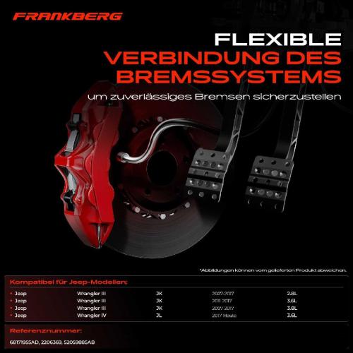 1x Bremsschlauch Bremsschläuche Hinterachse Links für Jeep Wrangler III JK IV JL Bj ab 2007 Bild 1x Bremsschlauch Bremsschläuche Hinterachse Links für Jeep Wrangler III JK IV JL Bj ab 2007