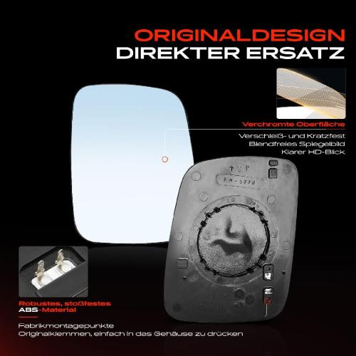 1x Spiegelglas Außenspiegel rechts für VW Transporter IV Kasten Bus Pritsche/Fahrgestell Bild 1x Spiegelglas Außenspiegel rechts für VW Transporter IV Kasten Bus Pritsche/Fahrgestell