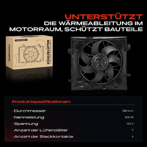 Frankberg 1x Motorkühller Einfachlüfter mit Kühlerlüfterrahmen Mercedes-Benz M-Klasse GLE W166 C292 GLS Bild Frankberg 1x Motorkühller Einfachlüfter mit Kühlerlüfterrahmen Mercedes-Benz M-Klasse GLE W166 C292 GLS