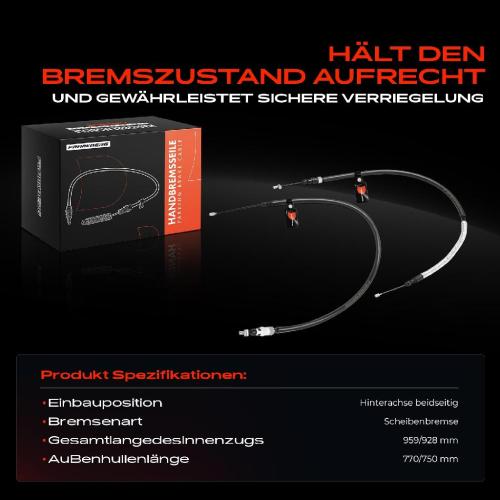 2x Seilzug Feststellbremse Hinterachse beidseitig für Citroen C4 Picasso I Grand Picasso I Bild 2x Seilzug Feststellbremse Hinterachse beidseitig für Citroen C4 Picasso I Grand Picasso I