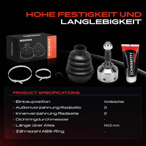 Frankberg 1x Antriebswelle Gelenksatz Vorderachse für Citroën C2 C3 Opel Movano Peugeot 206 Renault Bild Frankberg 1x Antriebswelle Gelenksatz Vorderachse für Citroën C2 C3 Opel Movano Peugeot 206 Renault