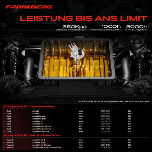 Frankberg 1x Kraftstoffpumpe für Opel Astra H Caravan GTC Kasten/Kombi Stufenheck Vauxhall MK V (H) Kombi Astravan Bild Frankberg 1x Kraftstoffpumpe für Opel Astra H Caravan GTC Kasten/Kombi Stufenheck Vauxhall MK V (H) Kombi Astravan