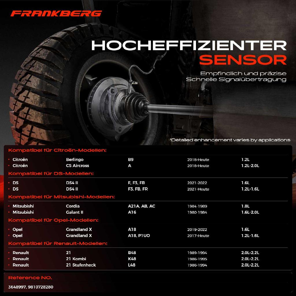 2x ABS Sensor Vorderachse beidseitig für Citroën Berlingo DS DS3 Crossback DS4 II DS7 DS9 Mitsubishi