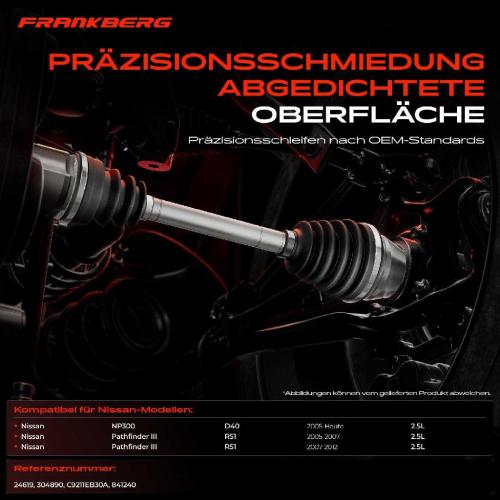 Frankberg 1x Antriebswelle Gelenksatz Vorderachse für Nissan NP300 Navara D40 Pathfinder 3 2.5L Bild Frankberg 1x Antriebswelle Gelenksatz Vorderachse für Nissan NP300 Navara D40 Pathfinder 3 2.5L