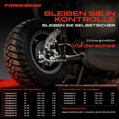 4x Traggelenk Vorderachse für VW Transporter III Bus Kasten Pritsche/Fahrgestell 1.6L 1.7L 1979-1992 Bild 4x Traggelenk Vorderachse für VW Transporter III Bus Kasten Pritsche/Fahrgestell 1.6L 1.7L 1979-1992