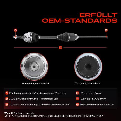 1x Antriebswelle Vorderachse Rechts für Toyota RAV 4 II A2 2.0L 2000-2005 Bild 1x Antriebswelle Vorderachse Rechts für Toyota RAV 4 II A2 2.0L 2000-2005