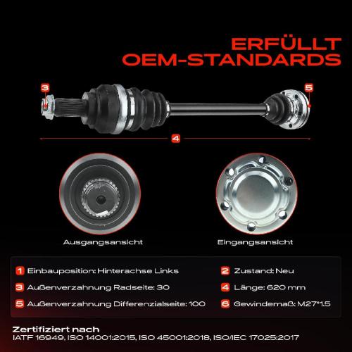 1x Antriebswelle Hinterachse Links für BMW X1 E84 2.0L 2009-2015 Bild 1x Antriebswelle Hinterachse Links für BMW X1 E84 2.0L 2009-2015